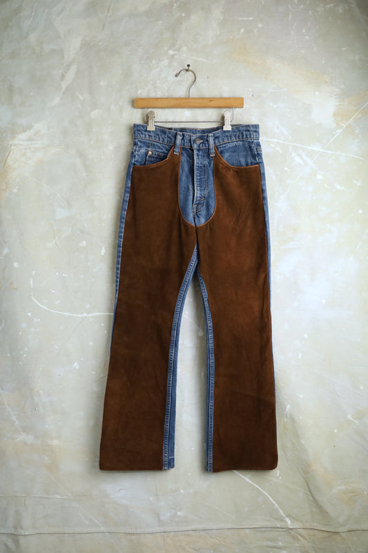 Upcycled Levi's 517 Suede Chaps Jeans – W29 L33